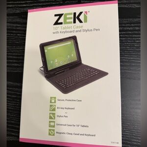 Black Tablet Case with Keyboard and Stylus Pen